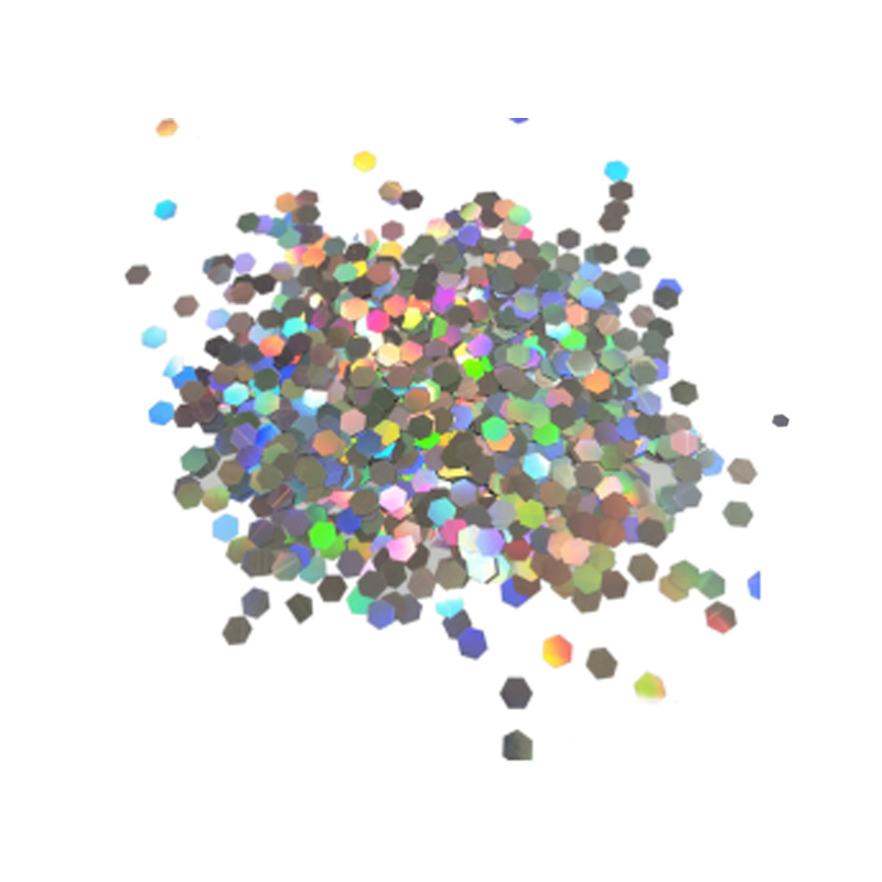 Holographic Silver Glitter Solvent Resistant PET Material LB100