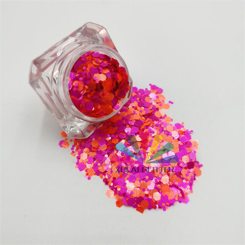 XUCAI factory glitter powder manufacturer supply Mixed color glitter powder with bottle