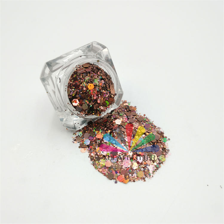factory direct sale 2023 hot chunky bulk and fine solvent resistant holographic glitter for cosmetic nail art glitter
