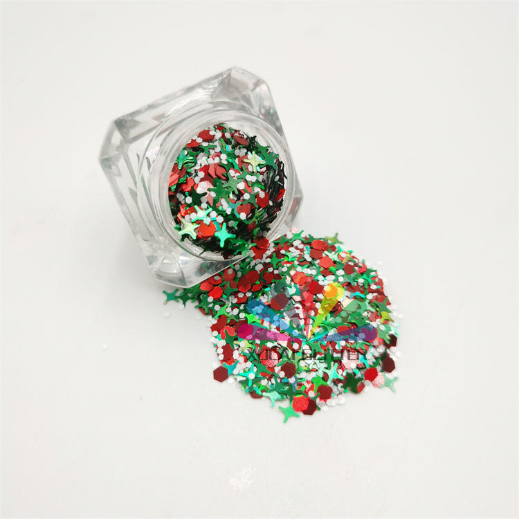wholesale bulk 80 color PET chunky glitter powder jar packing shape glitter mix 1 kg for Christmas
