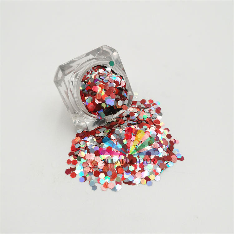 wholesale bulk chunky holographic polyester rainbow glitter powder loose fine PET glitter for nail art makeup