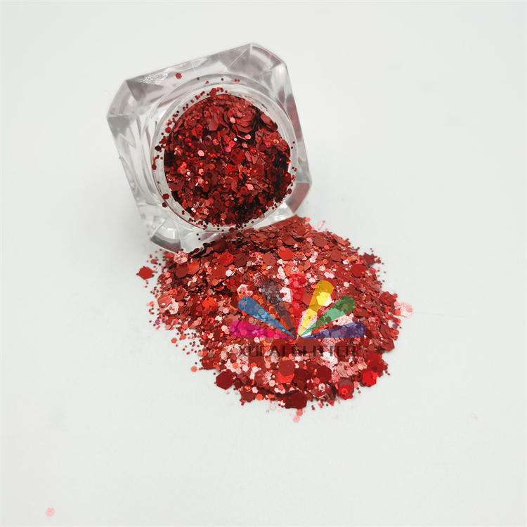 factory wholesale bulk chunky polyester rainbow glitter powder loose fine PET glitter for nail and MAKEUP