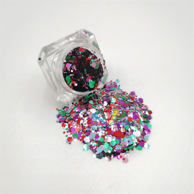 XUCAI factory wholesale bulk PET eco-friendly film Material Glitter powder craft decoration chunky holographic glitter