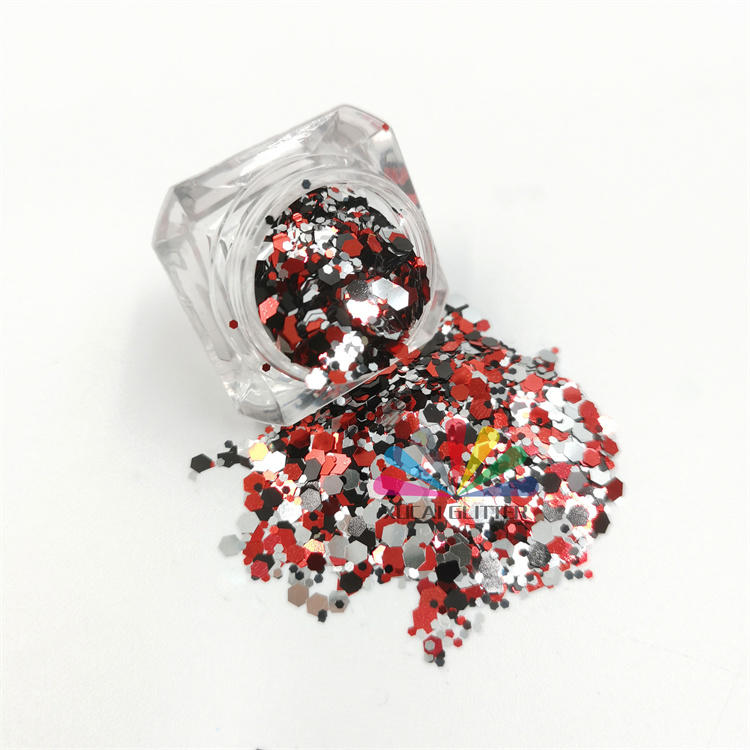 wholesale Colorful acrylic powder glitter Flakes bulk Mix Pet holographic chunky nail art glitter