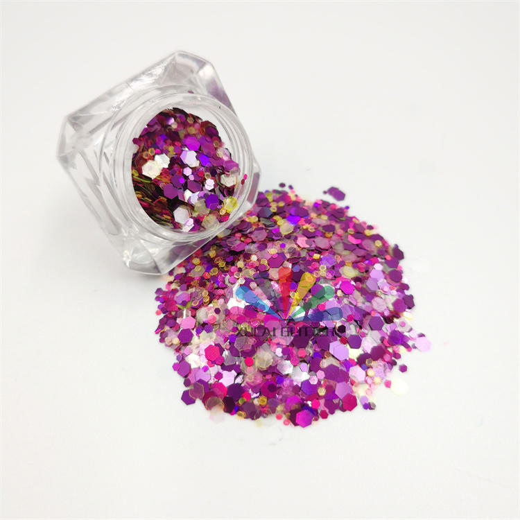 Best selling chunky holographic polyester glitter bulk wholesale Christmas craft decoration glitter