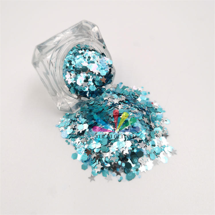Supply chunky glitter powder, bulk holographic craft glitter powder for Christmas decoration/
