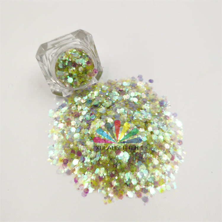 Wholesale High-quality chunky holographic PVC/PET Glitter powder for Craft Art/Festival decoration/Cosmetic