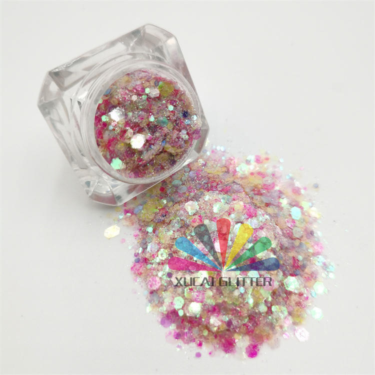 factory wholesale new design Christmas and hollow style shape glitter bulk chunky holographic glitter powder