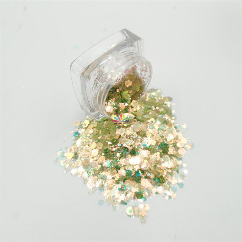 XUCAI holographic rose gold chunky glitter wholesale cosmetic glitter