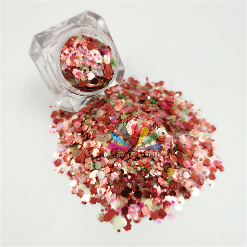 xucai factory manufacture wholesale bulk chunky holograplic glitter powder solvent resistant glitter