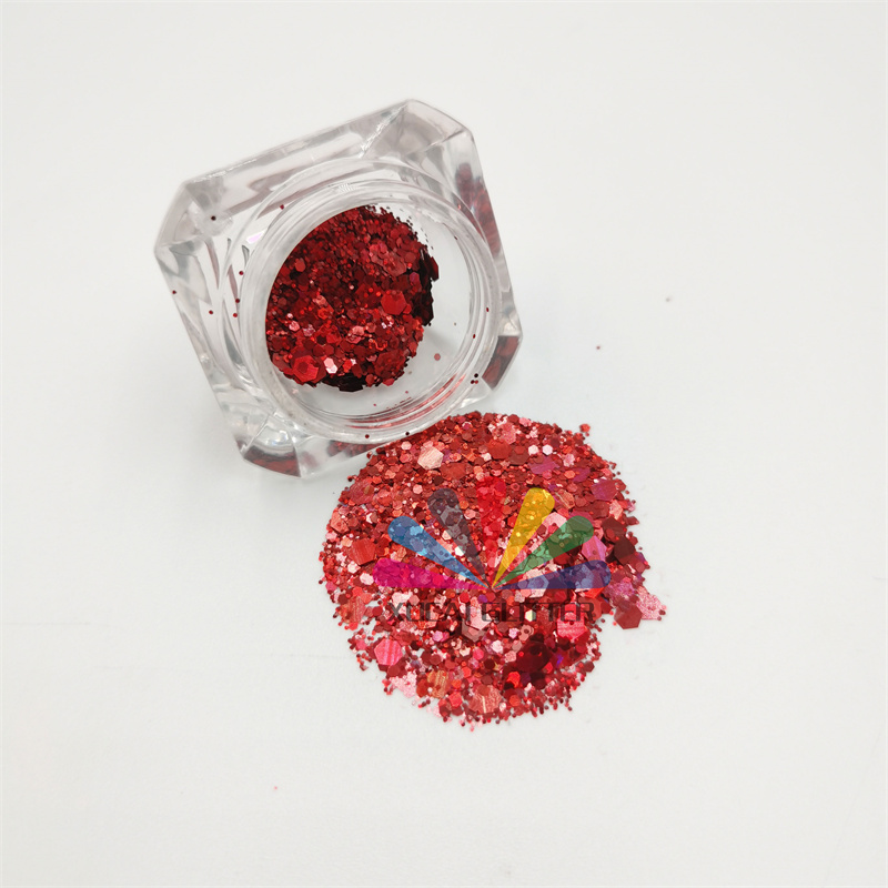 xucai factory wholesale nail glitter chunky glitter body polyest glitter