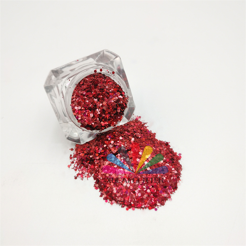 xucai factory wholesale chameleon chunky glitter mix solvent resistant glitter 2oz glitter shaker