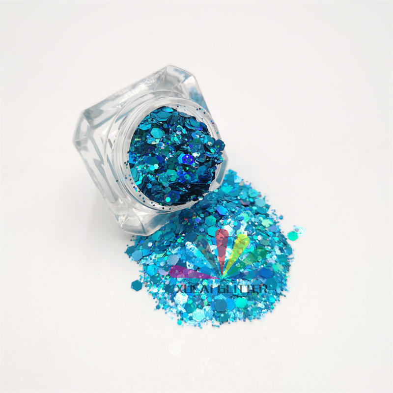 xucai factory wholesale 3d Holographic Nail Art glitter bulk polyester glitter powder