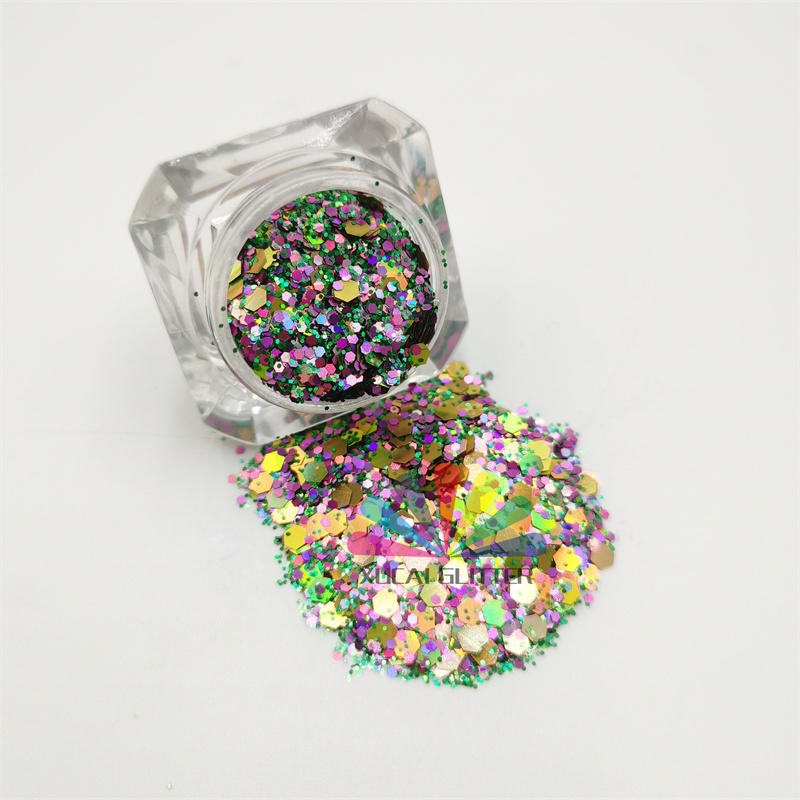 xucai factory wholesale solvent resistant glitter rose gold glitter