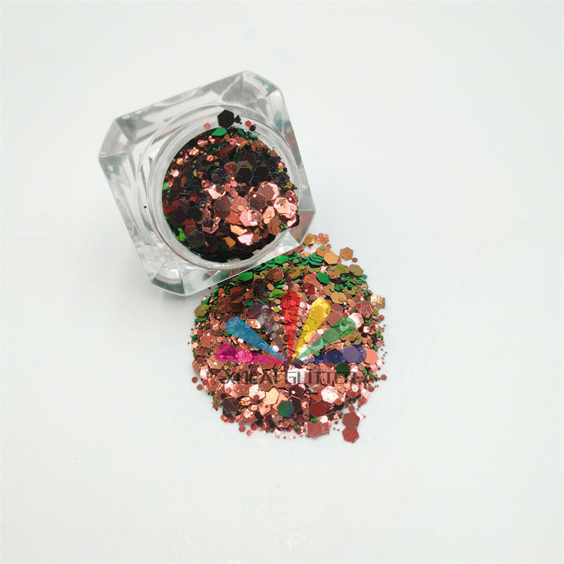 xucai glitter manufacturer supply chameleon chunky glitter mix