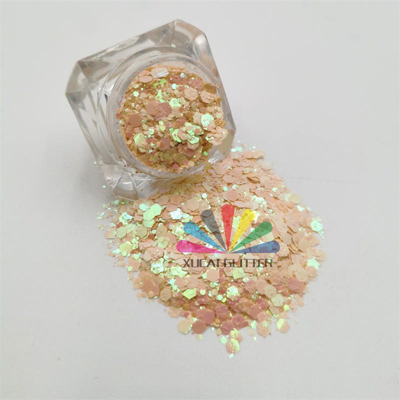xucai factory wholesale chameleon polyester craft glitter powder high quality chunky craft glitter