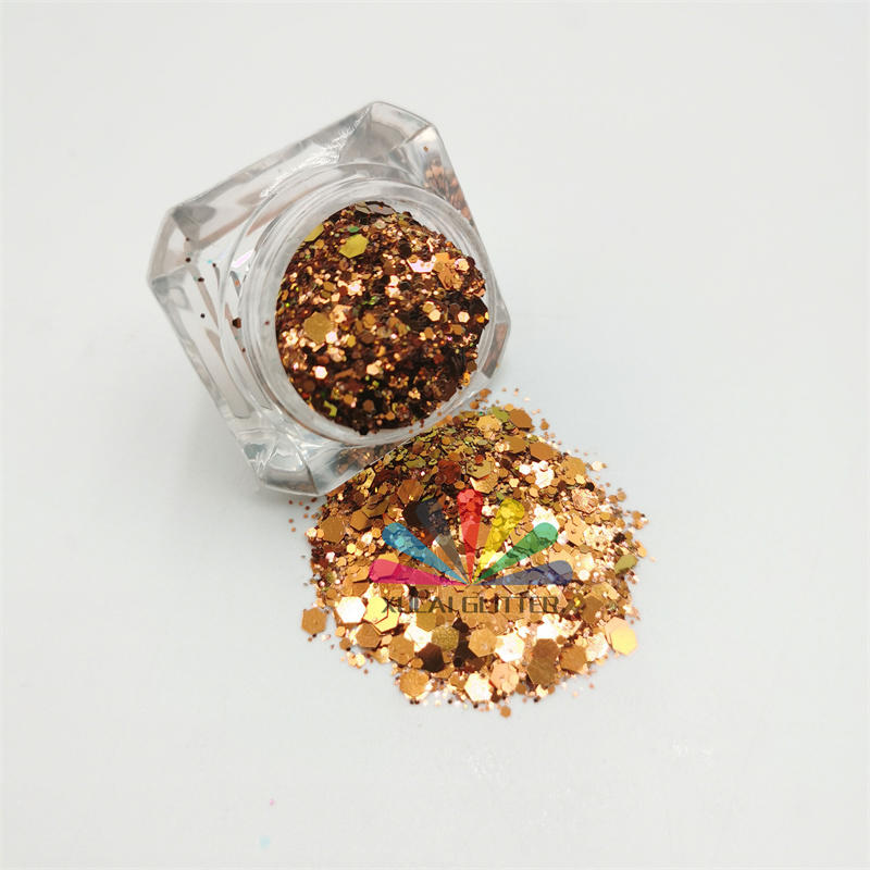 xucai factory wholesale holographic rose gold chunky glitter tumbler chunky glitter