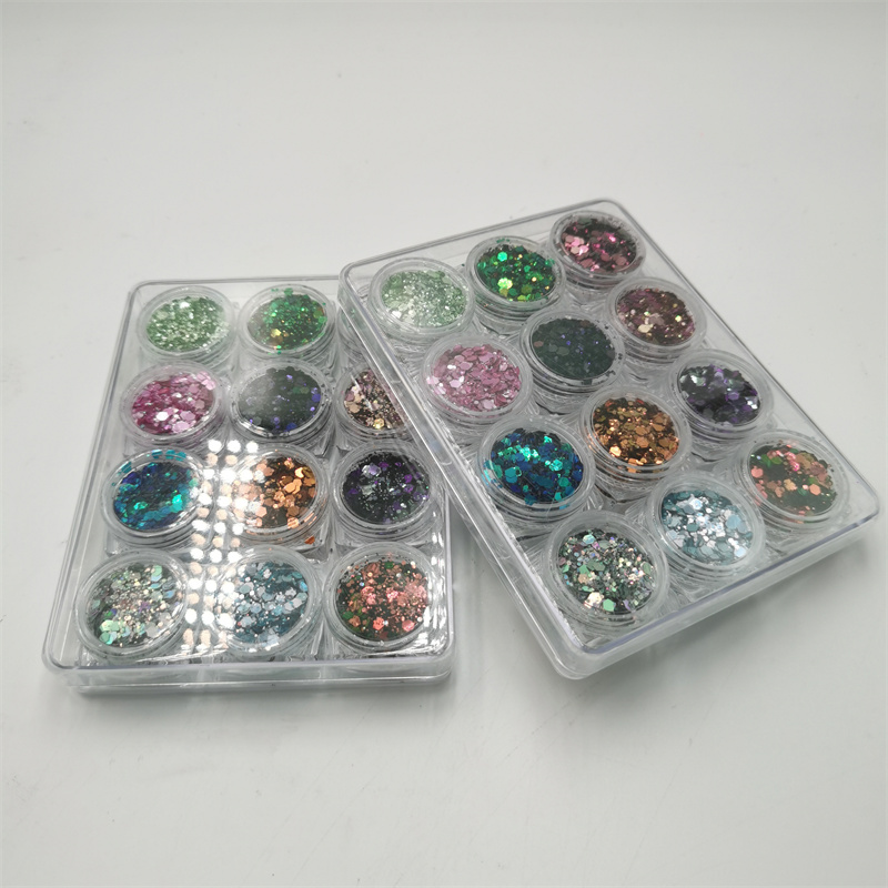 ready to ship glitter powder set Exquisite packaging colorful glitter for nail cosmetic